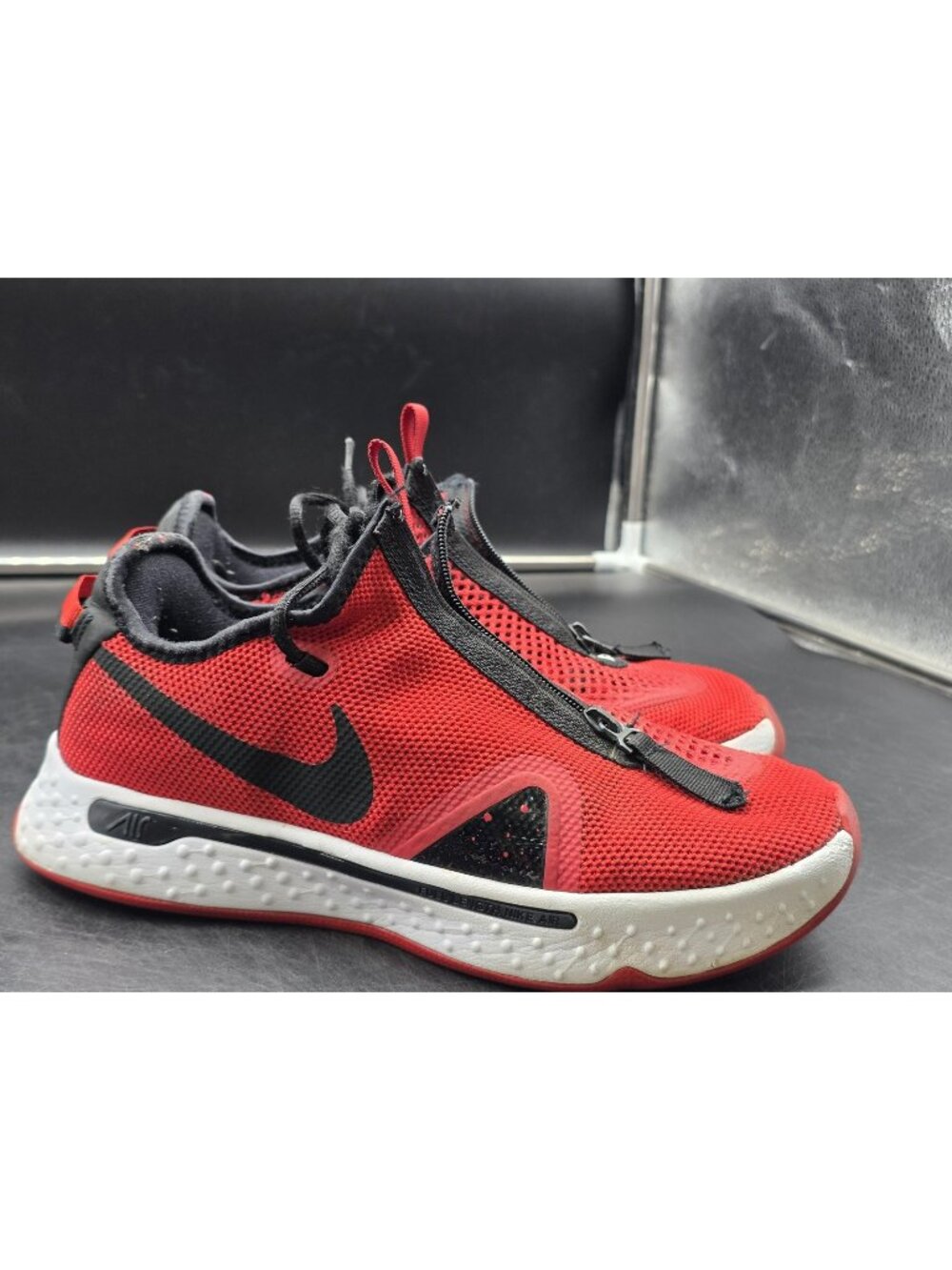 Nike PG 4 Shoes Mens Size 7.5 Red Mesh Damaged Basketball Sneakers CK5828-600